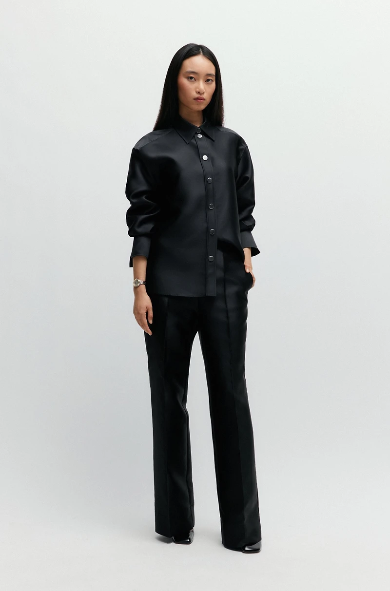 Relaxed-fit trousers satin with drawstring waist
