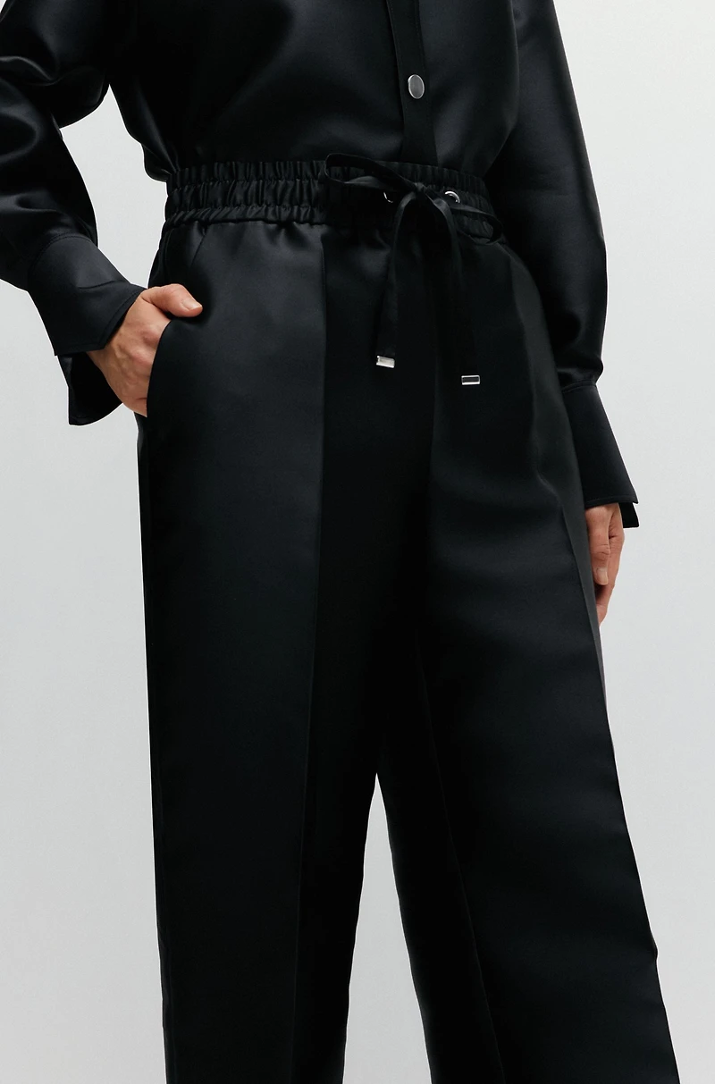 Relaxed-fit trousers satin with drawstring waist