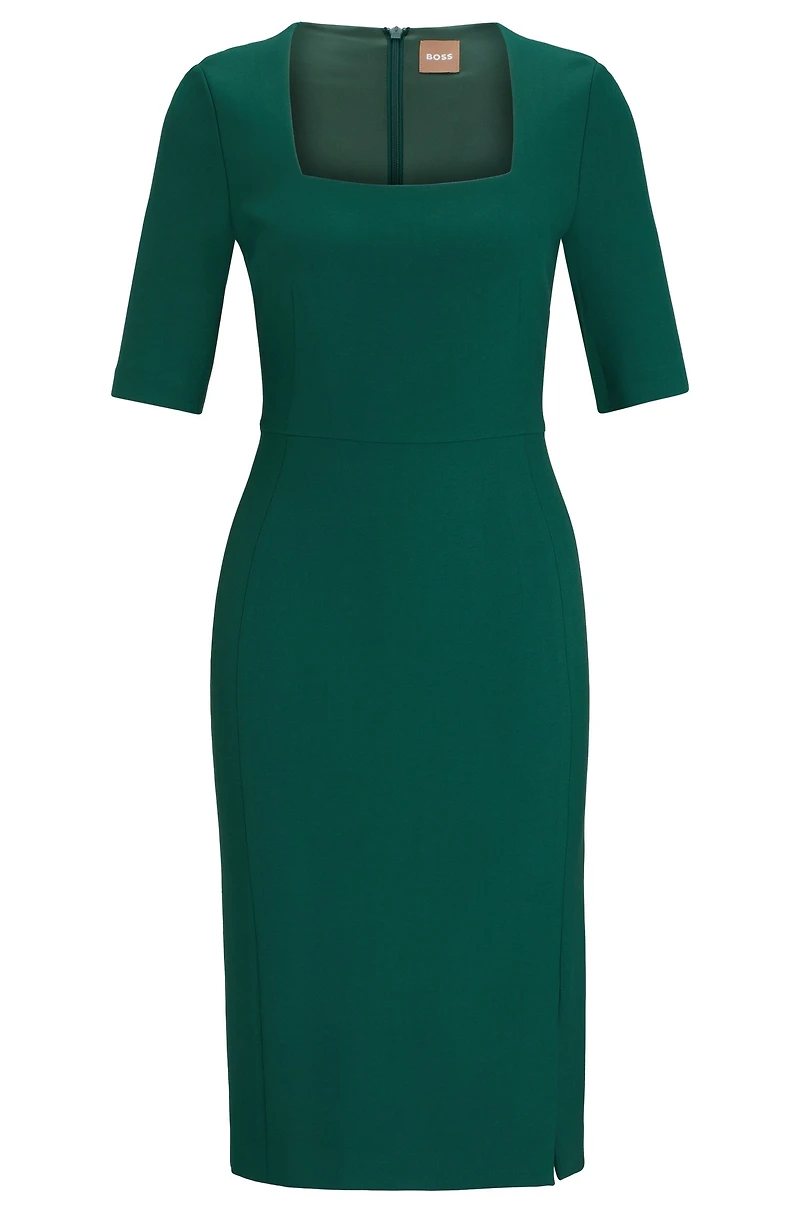 Slim-fit dress with square neckline