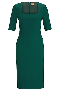 Slim-fit dress with square neckline