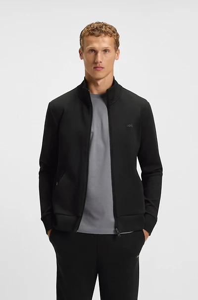 Stretch-cotton zip-up sweatshirt with logo print