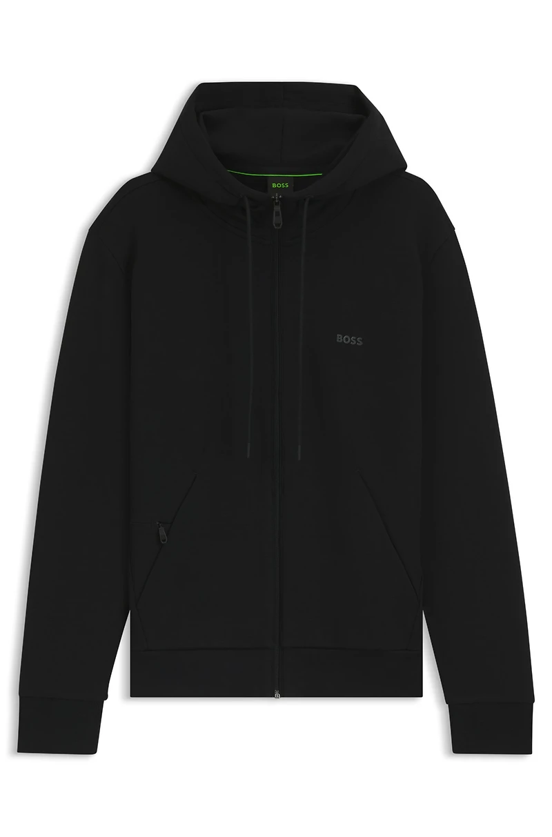 Stretch-cotton zip-up hoodie with logo print
