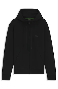 Stretch-cotton zip-up hoodie with logo print