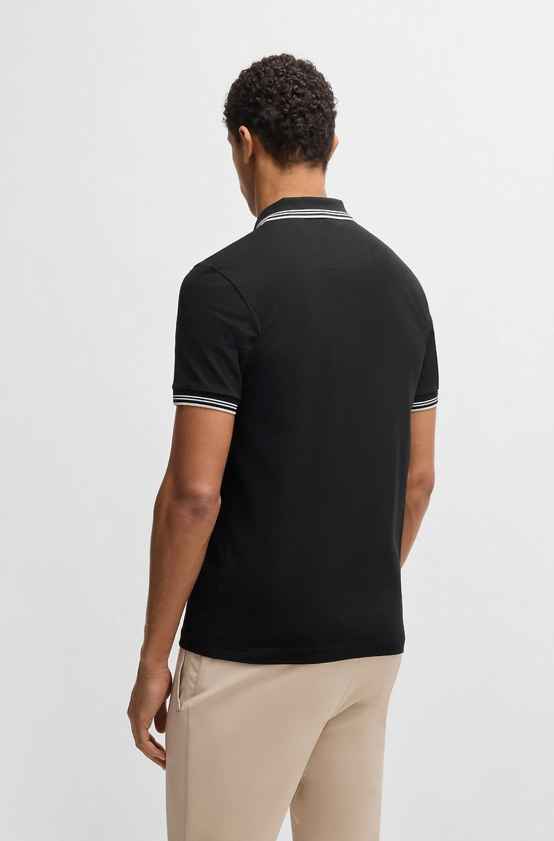 Stretch-cotton slim-fit polo shirt with branding