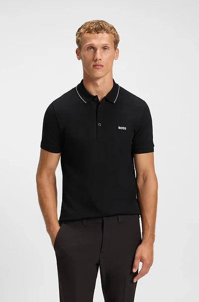 Cotton-piqué slim-fit polo shirt with tonal logo