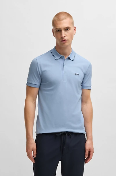 Tonal-logo slim-fit polo shirt cotton piqu