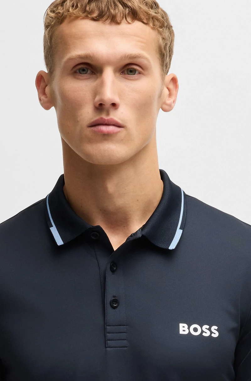 Contrast-logo polo shirt a slim fit