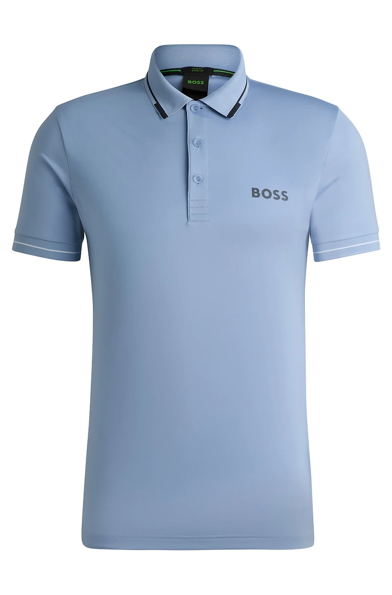 Slim-fit polo shirt with contrast logos