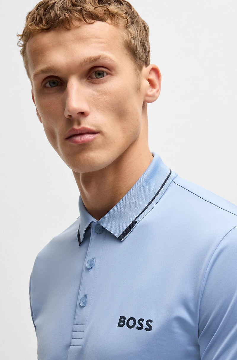 Slim-fit polo shirt with contrast logos