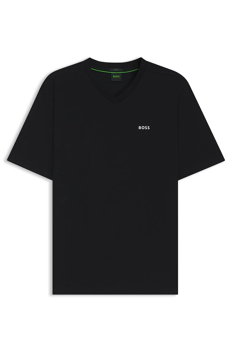 Stretch-cotton regular-fit T-shirt with contrast logo