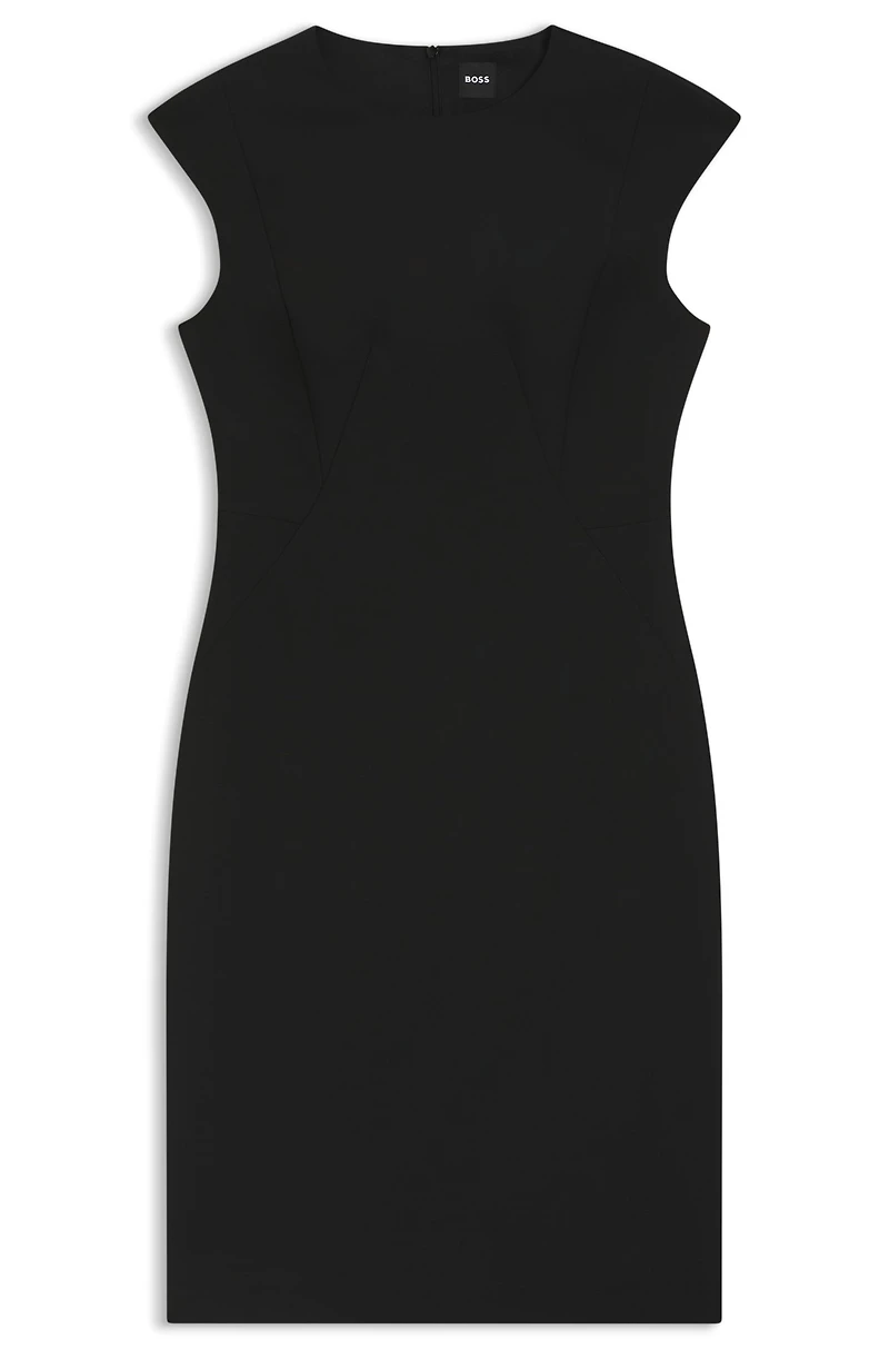 Slim-fit dress virgin wool with cap sleeves