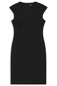 Slim-fit dress virgin wool with cap sleeves