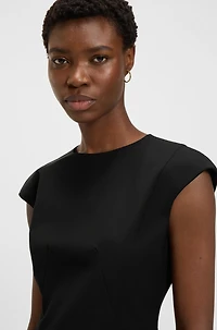 Slim-fit dress virgin wool with cap sleeves