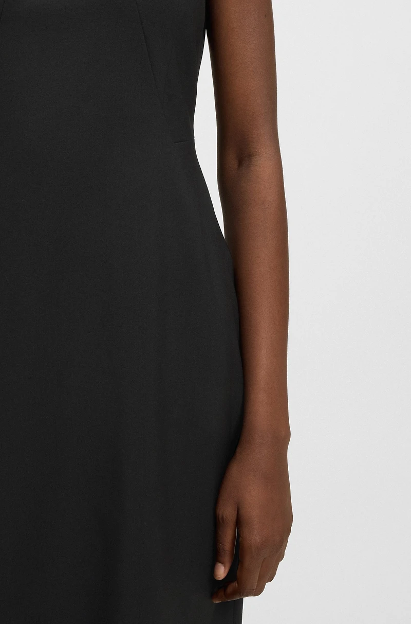 Slim-fit dress virgin wool with cap sleeves