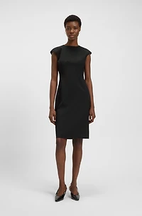 Slim-fit dress virgin wool with cap sleeves