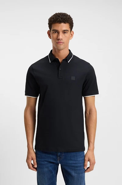 Slim-fit polo shirt stretch-cotton piqu