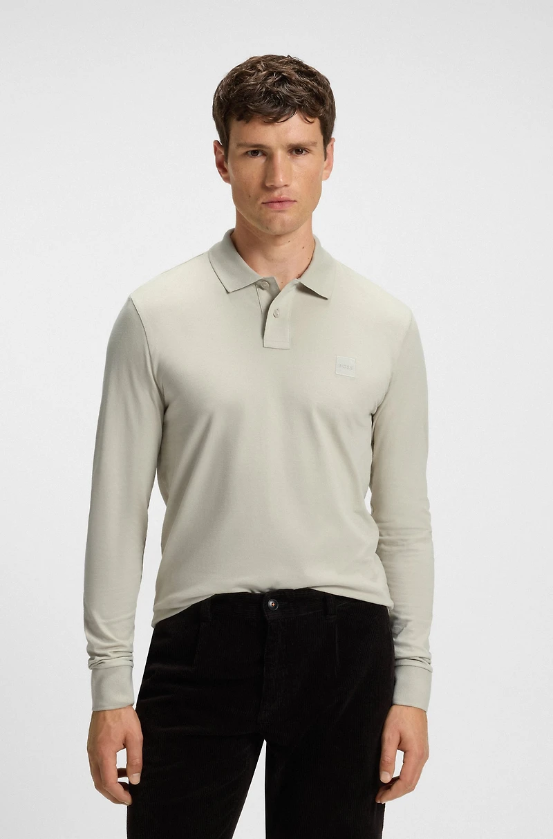 Extra-slim-fit stretch-cotton shirt with logo tape