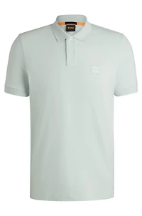 Logo-patch slim-fit polo shirt stretch cotton