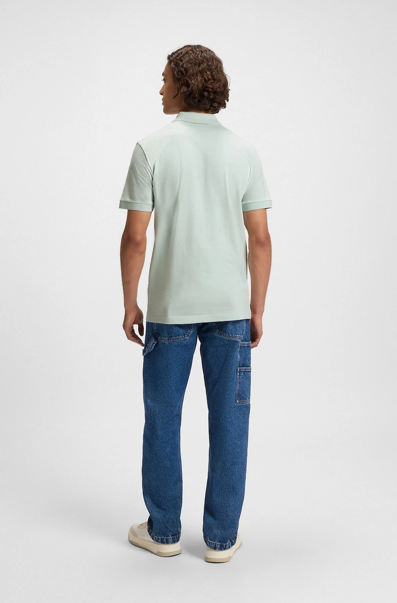 Logo-patch slim-fit polo shirt stretch cotton