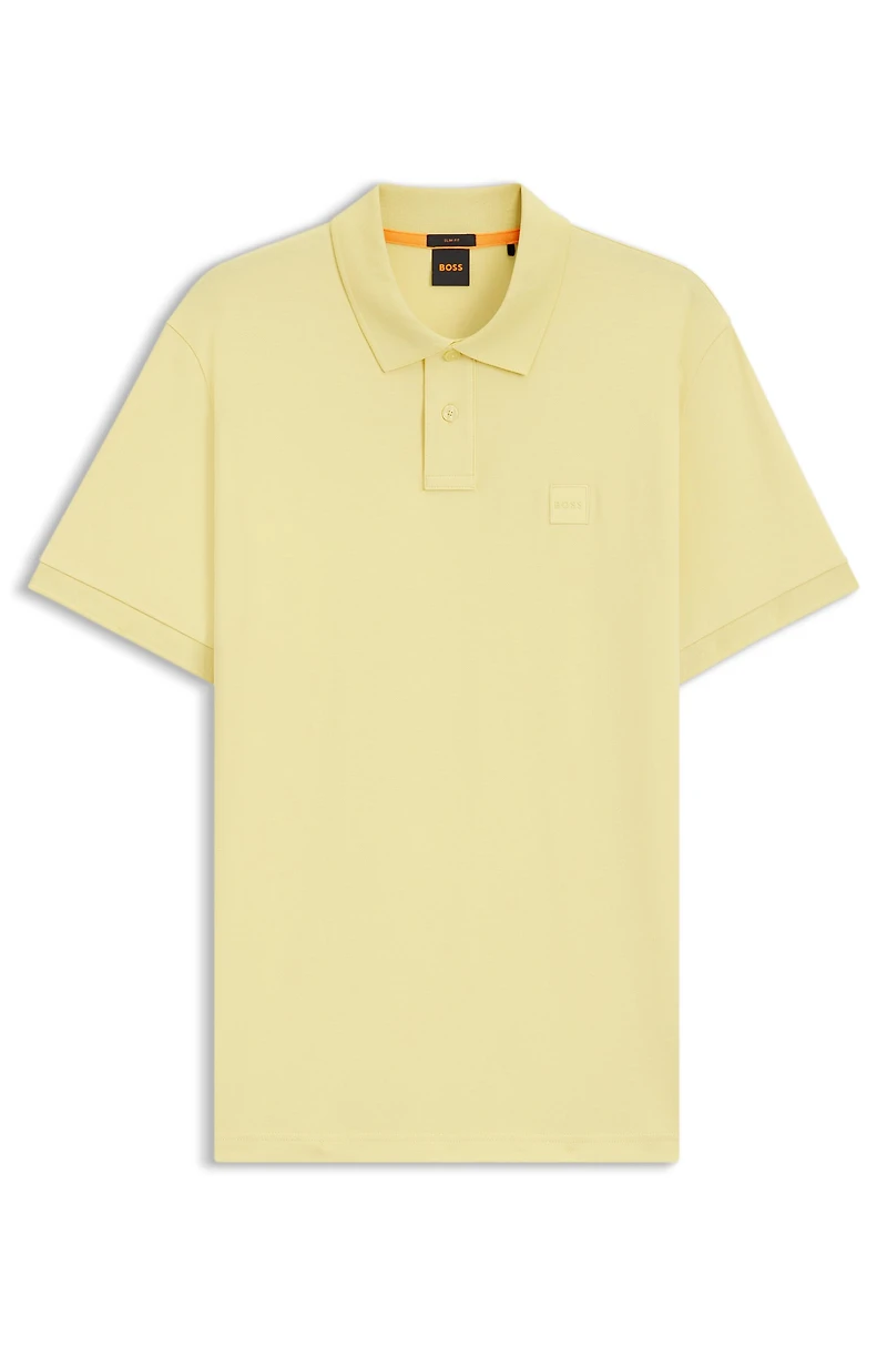 Slim-fit stretch-cotton polo shirt with logo patch