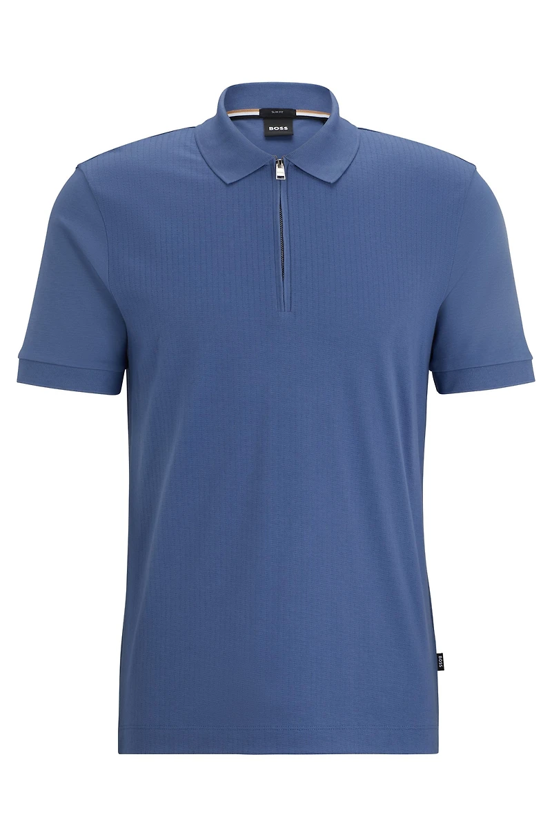 Structured-cotton slim-fit polo shirt with zip placket