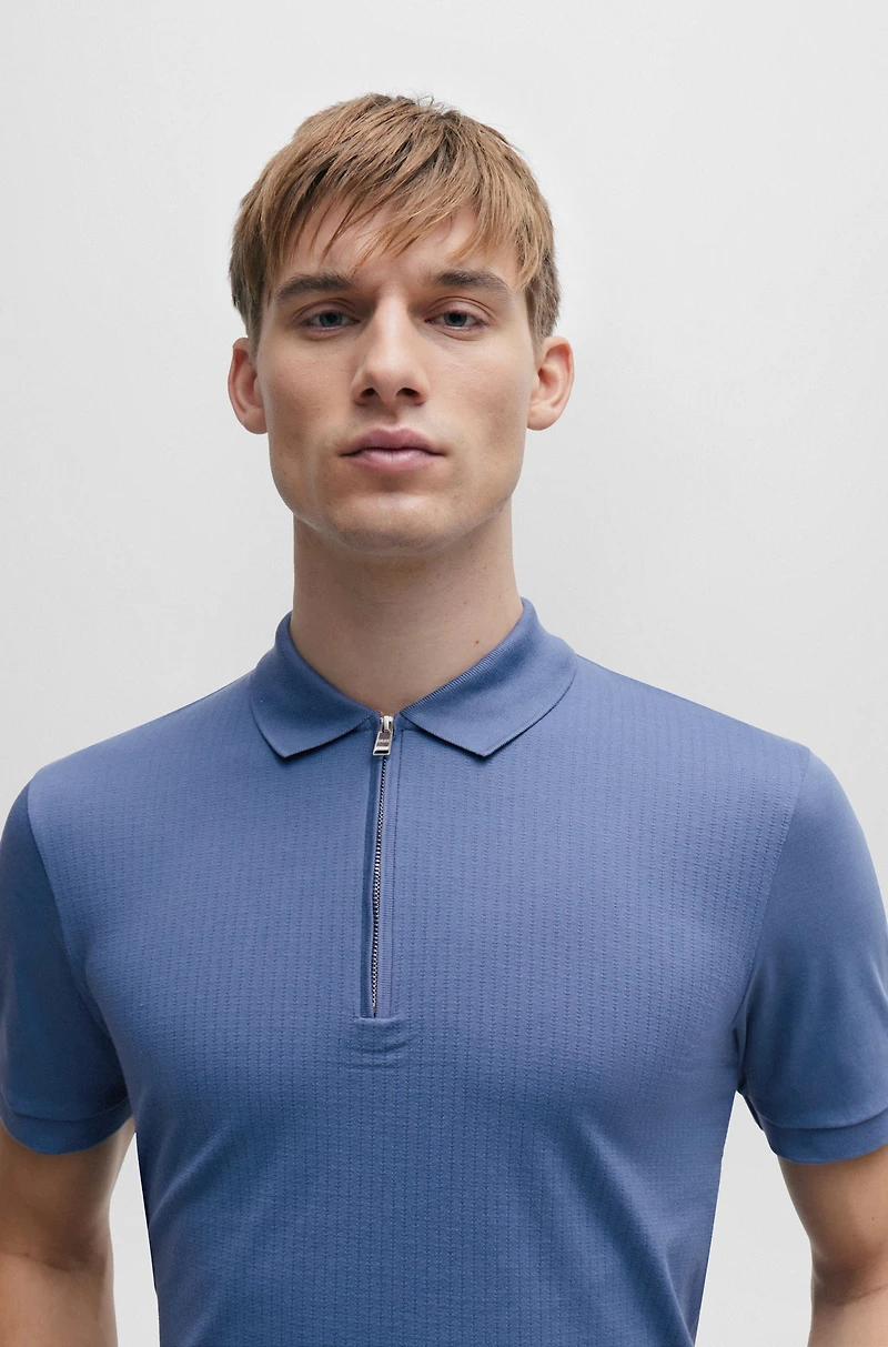 Structured-cotton slim-fit polo shirt with zip placket