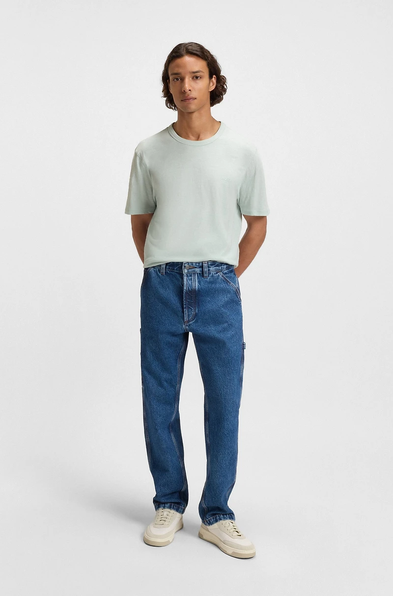Regular-fit T-shirt cotton with mouline logo