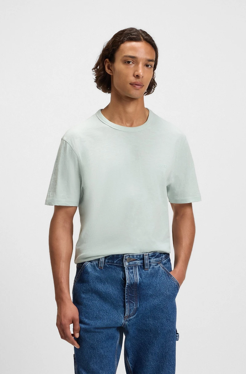 Regular-fit T-shirt cotton with mouline logo