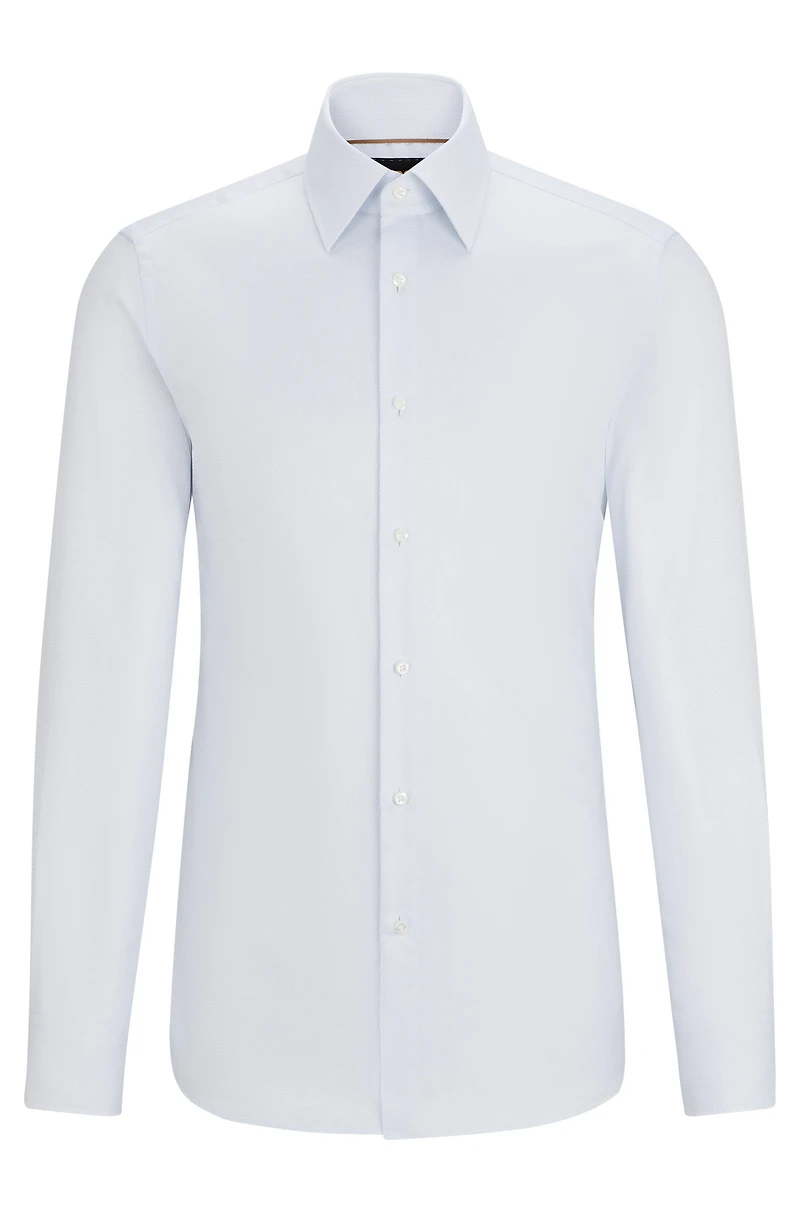 Slim-fit shirt cotton dobby with angled cuffs