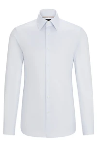 Slim-fit shirt cotton dobby with angled cuffs