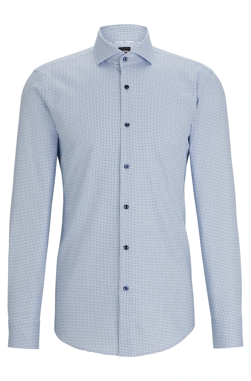 Slim-fit shirt printed Oxford stretch cotton