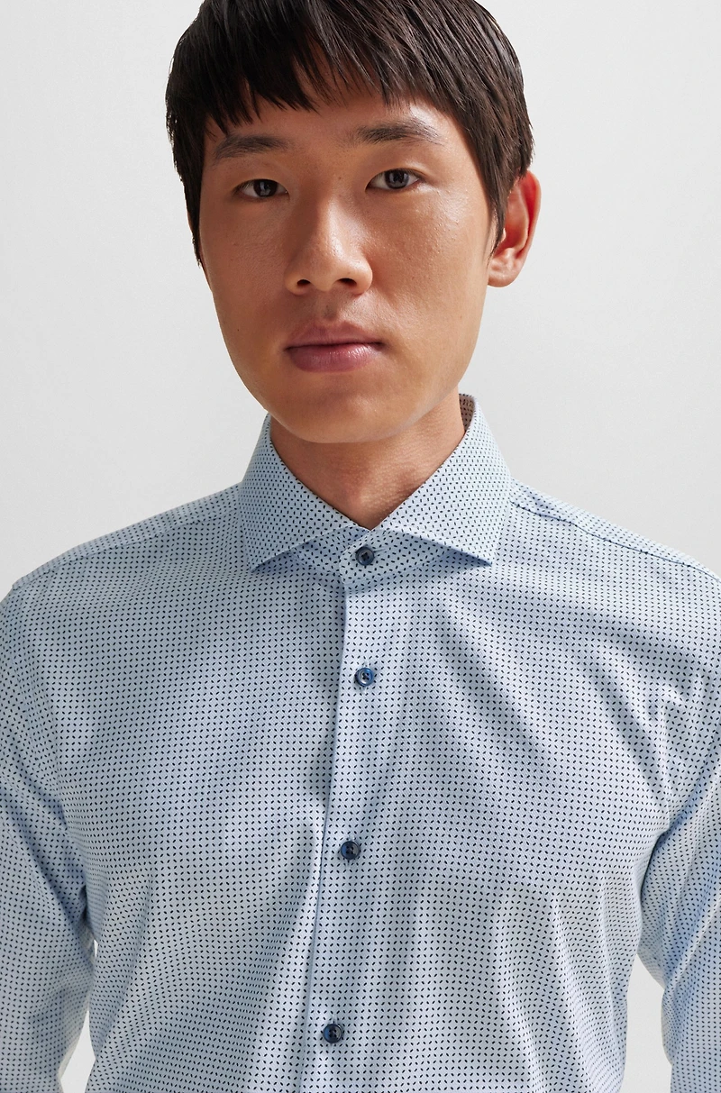 Slim-fit shirt printed Oxford stretch cotton