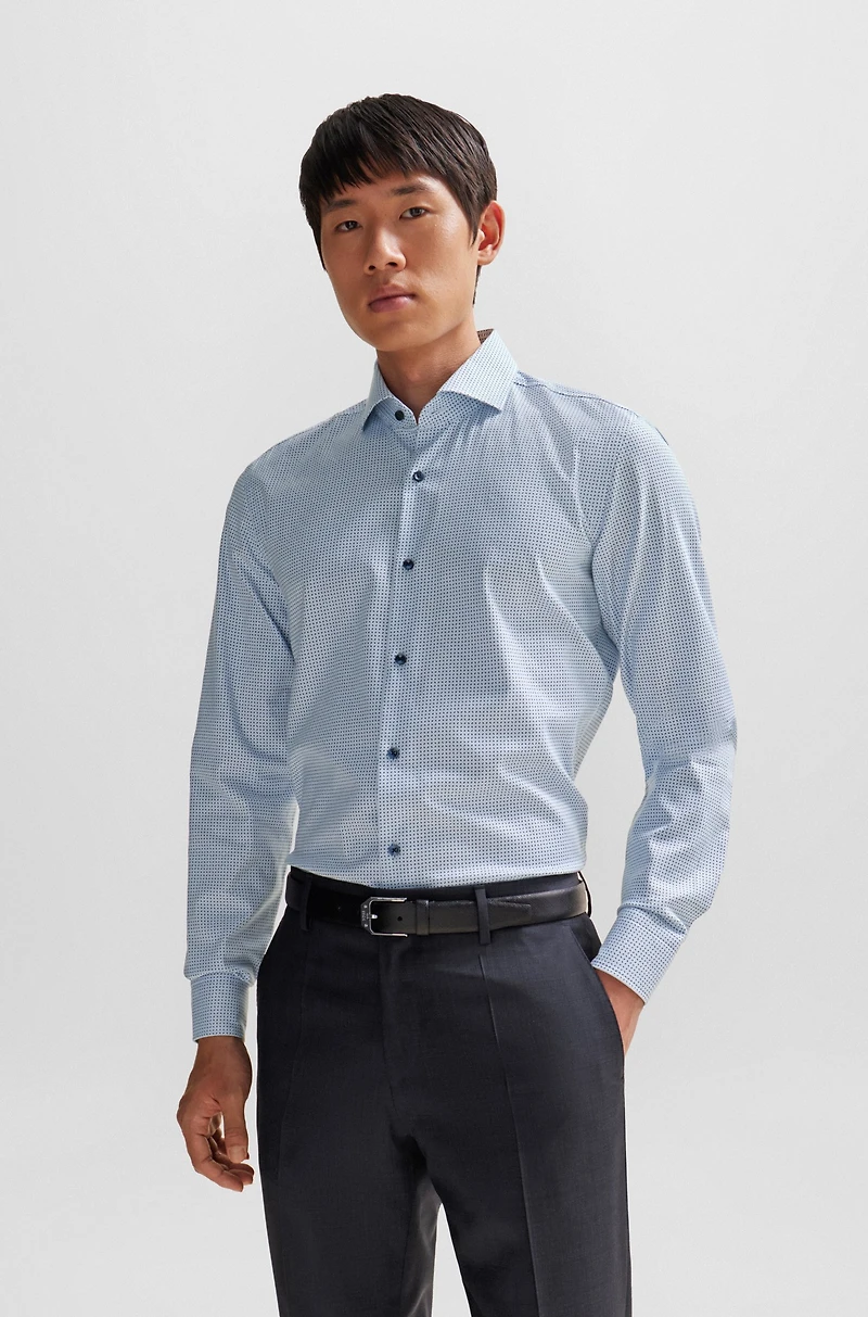 Slim-fit shirt printed Oxford stretch cotton