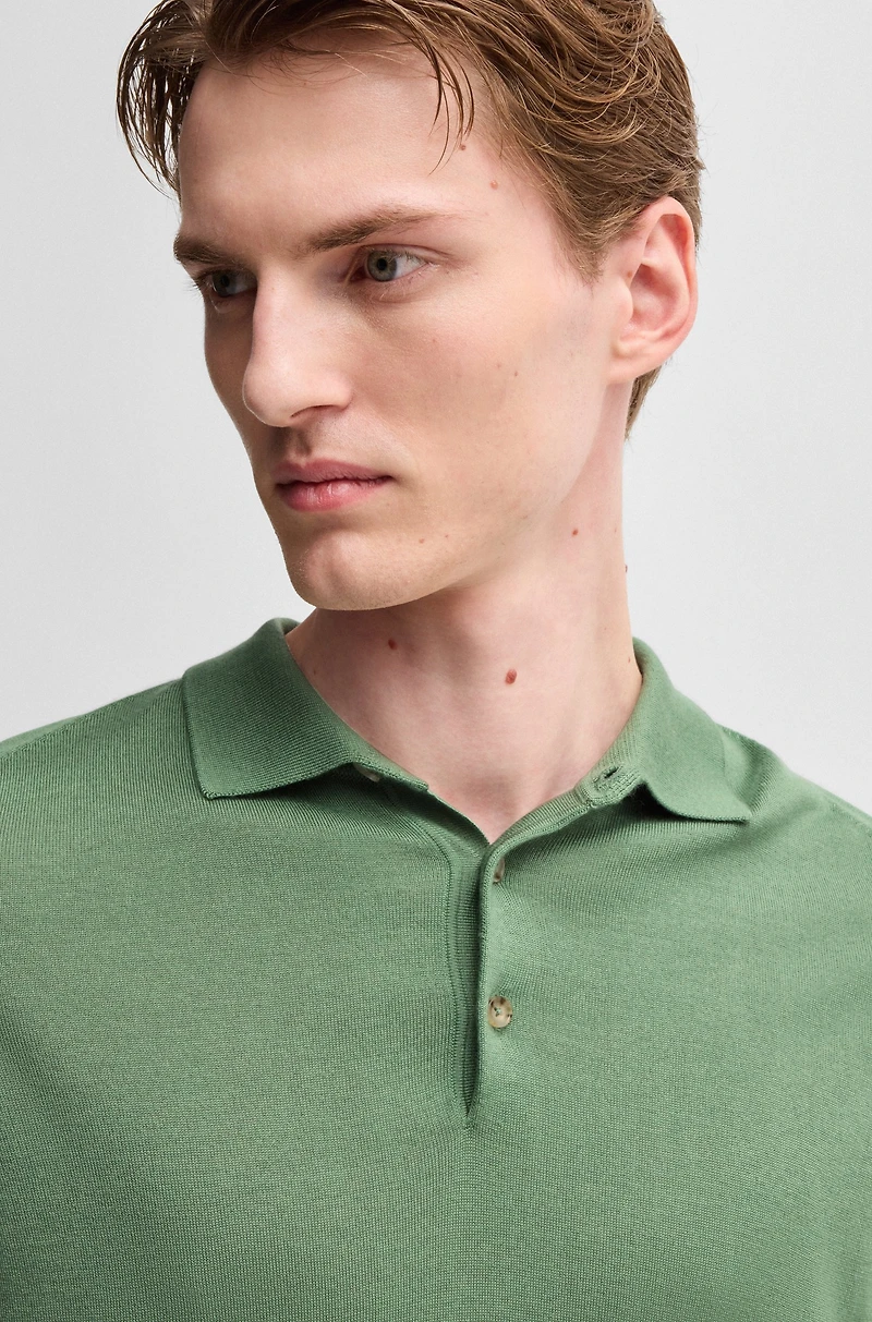 Regular-fit polo sweater wool, silk and cashmere