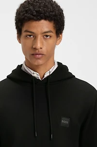 Regular-fit hoodie cotton terry with logo patch