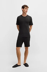 Stretch-jersey pajama shorts with embroidered logo