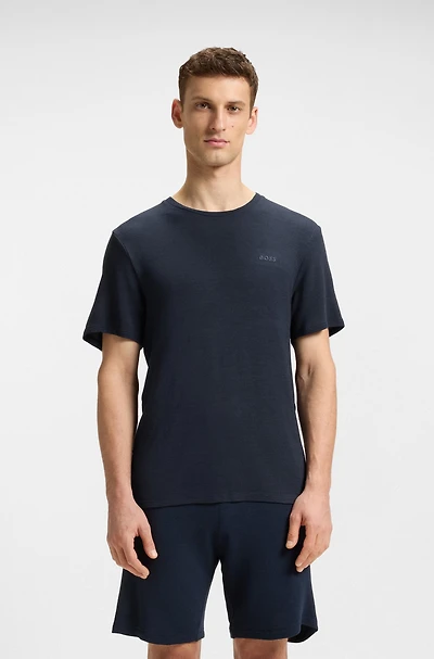 Embroidered-logo pyjama T-shirt stretch jersey