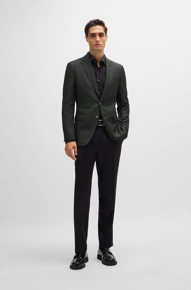 Slim-fit jacket wool twill