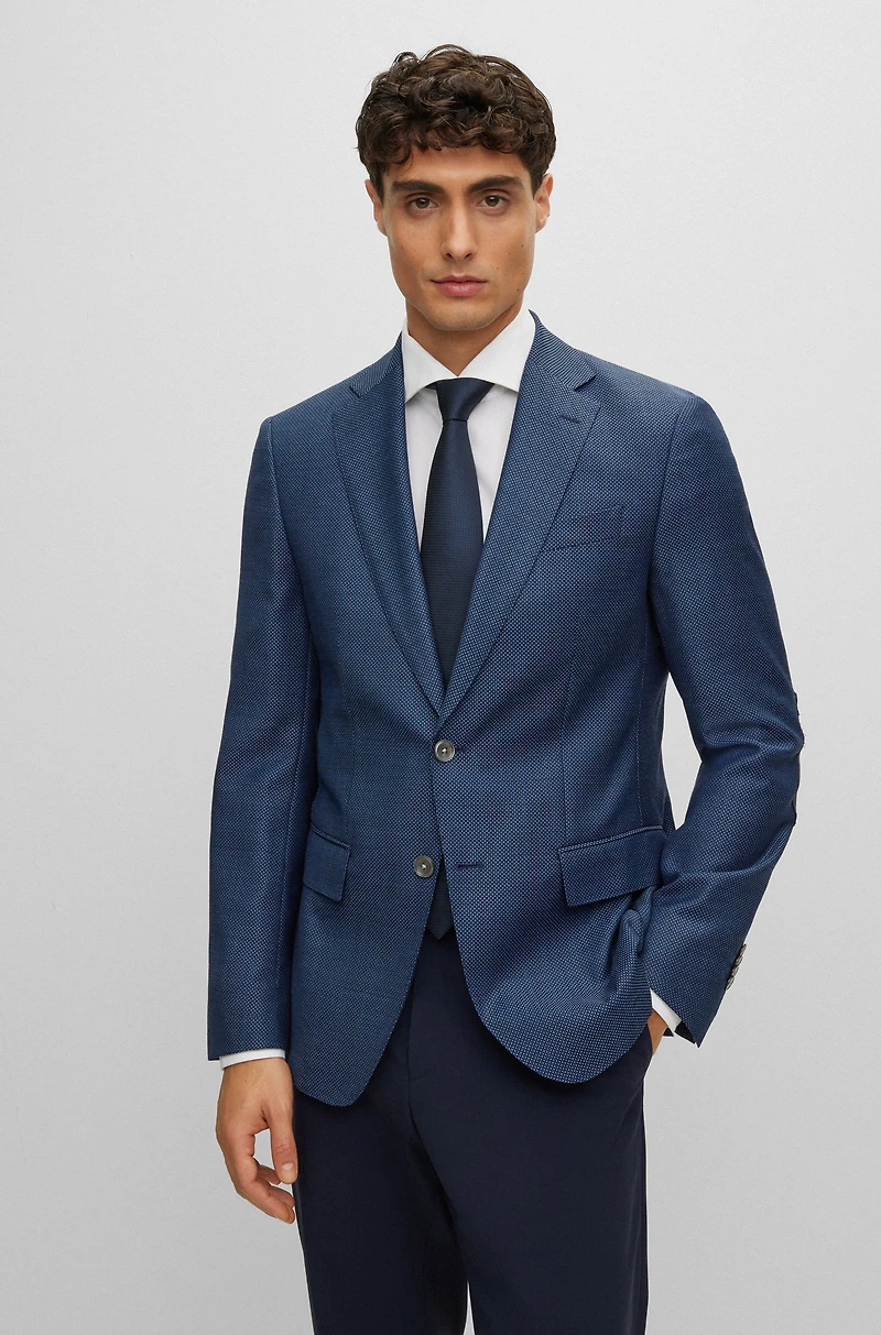 Slim-fit jacket wool twill