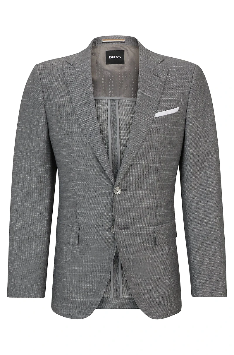 Slim-fit jacket a patterned wool blend