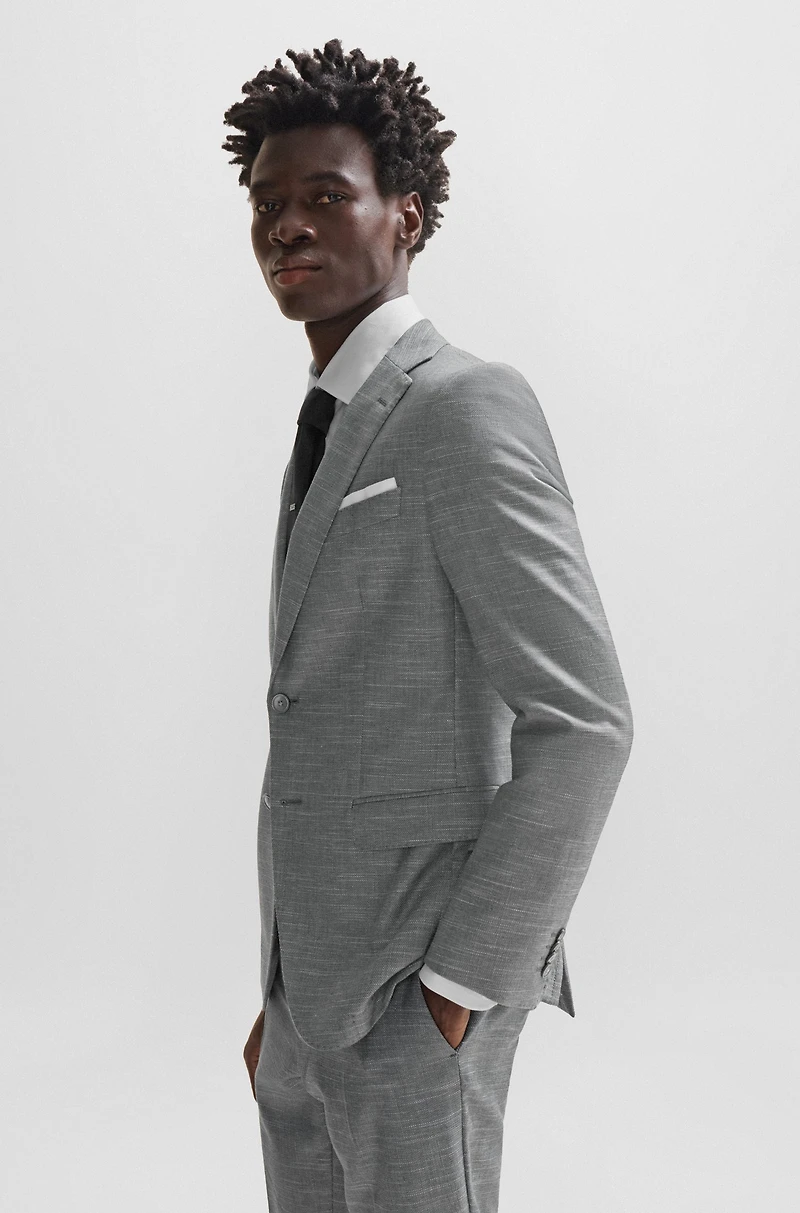 Slim-fit jacket a patterned wool blend