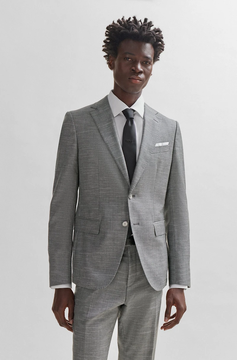 Slim-fit jacket a patterned wool blend