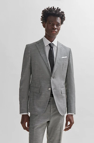 Slim-fit jacket a patterned wool blend