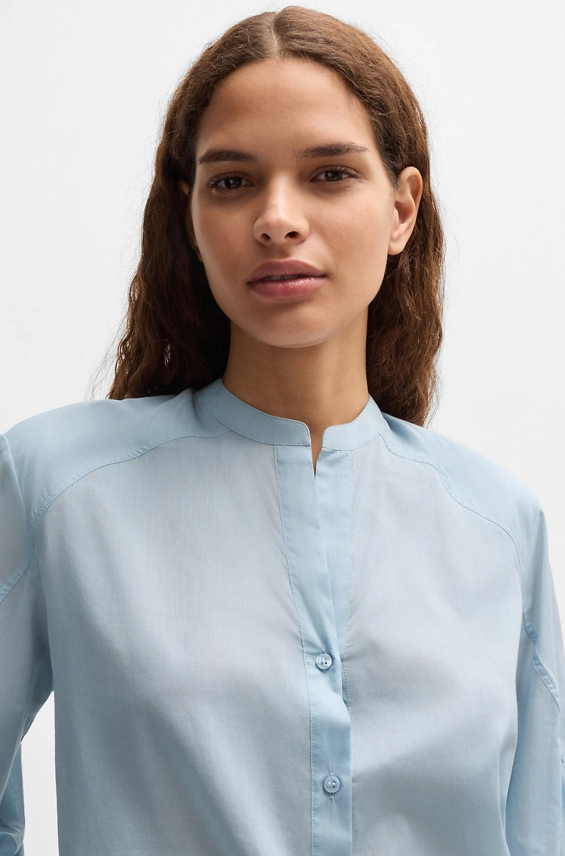 Regular-fit blouse cotton voile with wide sleeves
