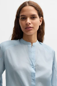 Regular-fit blouse cotton voile with wide sleeves