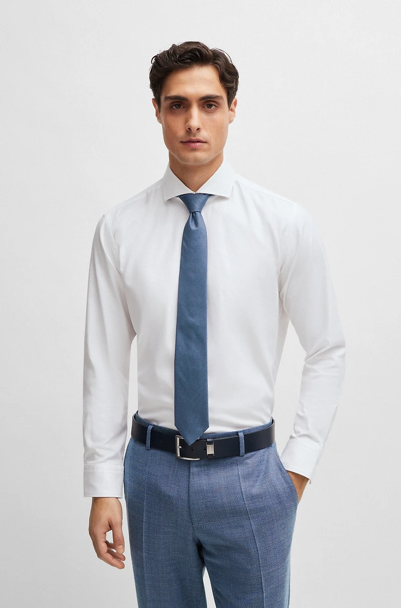 Silk-jacquard tie with all-over micro pattern