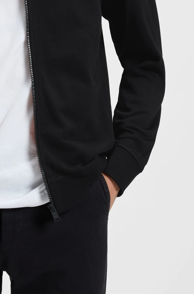Zip-up jacket cotton terry with logo badge