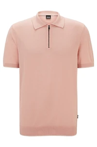 Zip-neck knit polo a linen blend