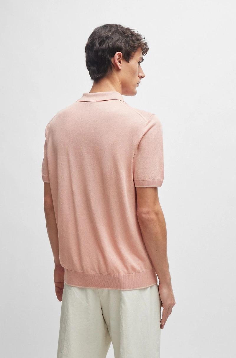 Zip-neck knit polo a linen blend