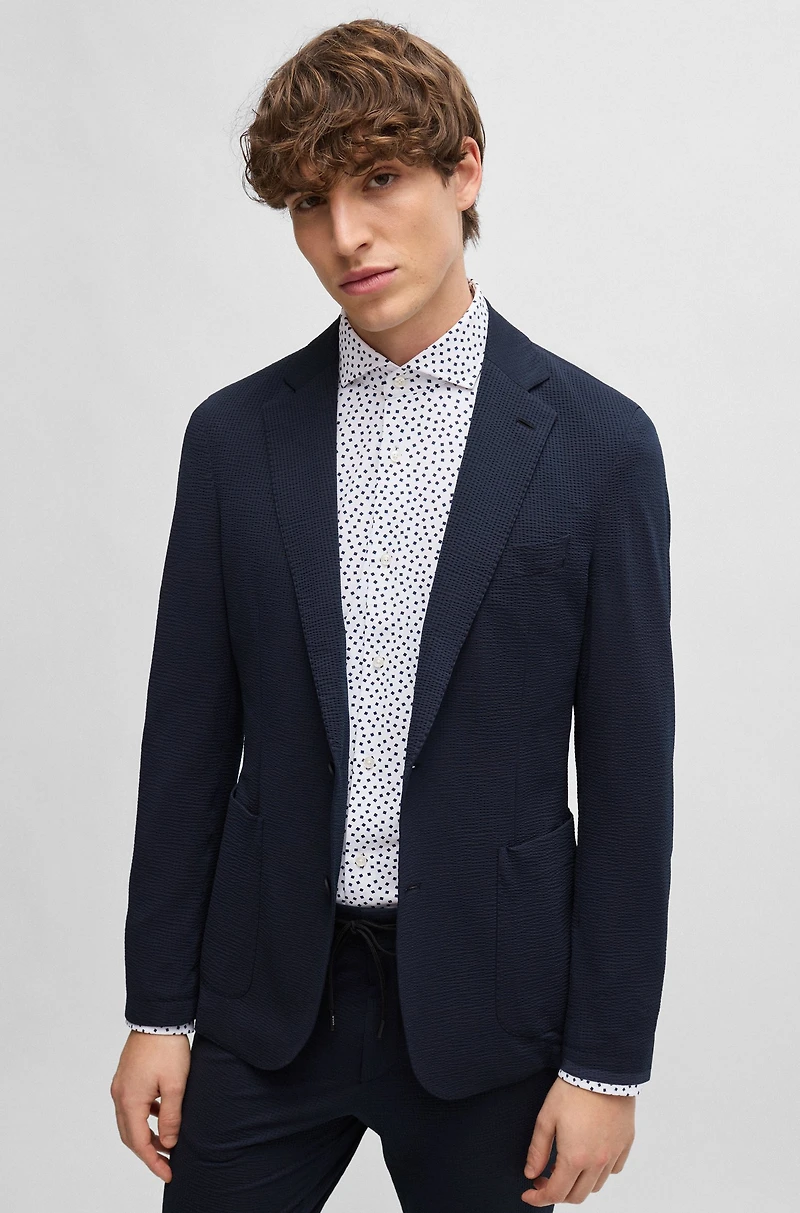 Slim-fit shirt printed performance-stretch fabric